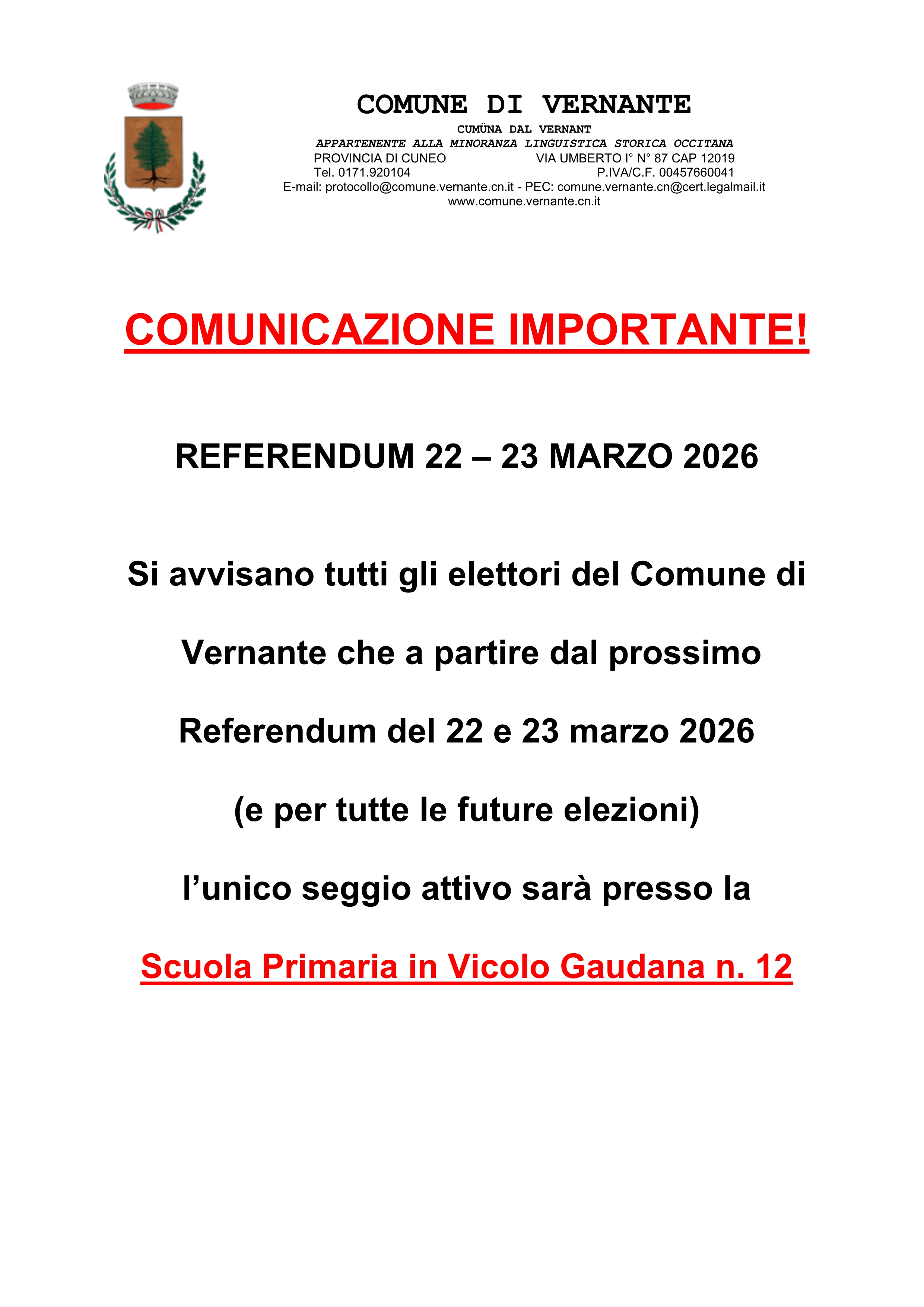 Nuovo Seggio Elettorale!